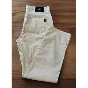 Mens 34x31.5 Carlo Colucci  Tan Chino Stretch Jeans‎ Straight Leg Cotton Denim